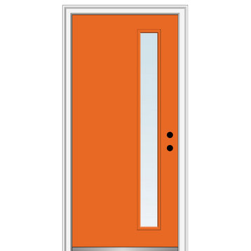 30 in.x80 in. 1 Lite Clear Left-Hand Inswing Painted Fiberglass Smooth Door