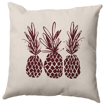 18" x 18" Pineapples Decorative Throw Pillow, Pomegranate