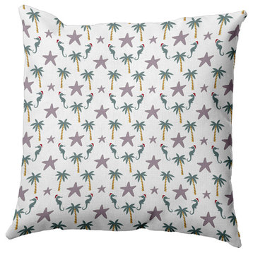 Christmas Beach Pattern Accent Pillow, Light Purple, 18"x18"