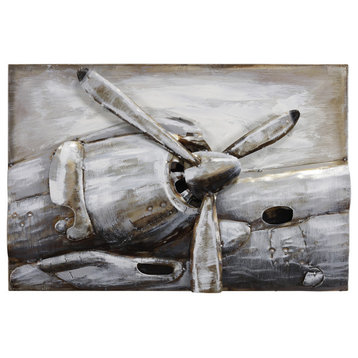 "Retro Airplane Propeller" Mixed Media Iron Hand Painted Dimensional Wall Art
