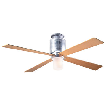 Lapa Flush Mount 17W LED Fan, Galvanized, 50" Maple Blades