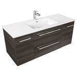 Cutler Kitchen & Bath - Silhouette Zambukka Wall-Mounted Vanity, 48" - Sophistication takes center stage in your bathroom with the Silhouette Wall-Mounted Vanity. With a beautiful acrylic top paired with two larger drawers, this design balances style and function that's fitting for a high-traffic area. The Cutler Kitchen and Bath brand aims to add a fresh burst of energy with its designs by playing with line and color, two of this vanity's strongest attributes.