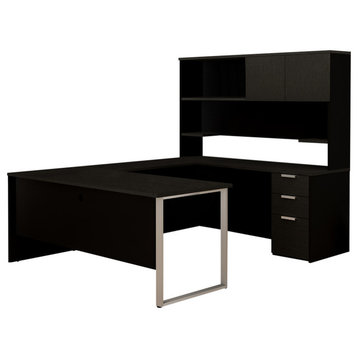 Pro-Concept Plus U-Desk With Hutch, Deep Gray/Black