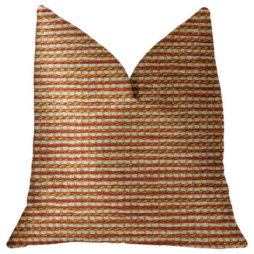 French Brick Orange and Beige Luxury Throw Pillow, Double Sided 26"x26"