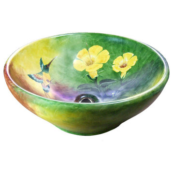 Hand Painted Sink AP-1657 "Humingbird II" Vessel Sink.