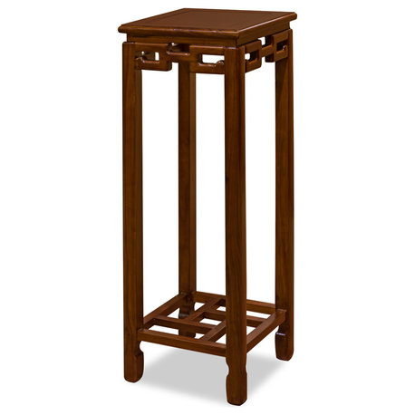 36" Mahogany Finish Elmwood Chinese Key Pedestal