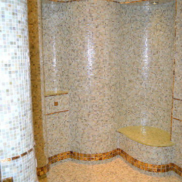 Master Bath with Vast Mosaic Tile Shower