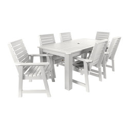 Highwood USA - Weatherly 7-Piece Rectangular Dining Set, White - Outdoor Dining Sets