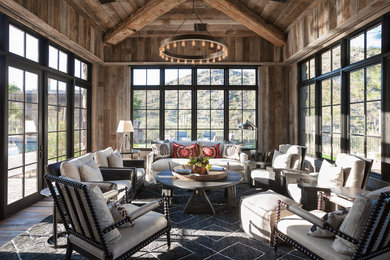 Inspiration for a mid-sized rustic carpeted sunroom remodel in Phoenix with a standard ceiling