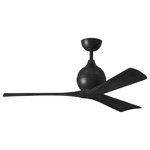 Matthews Fan - Irene-3, Ceiling Fan, Matte Black Finish/Matte Black Blades, 52" - Cutting a figure like no other, the Irene-3 is rustic, yet strikingly modern design that transforms the look of any space it inhabits. Lauded by designers for how the solid wooden blades are neatly joined, this indoor ceiling fan makes your space feel cooler and more comfortable. The globe-shaped body makes the style more personable, and even helps uphold that signature minimal profile. As the original model that started the line, the Irene-3 brings a warm and natural feel to any modern home.