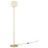 Reprise Glass Sphere Glass and Metal Floor Lamp, White Satin Brass