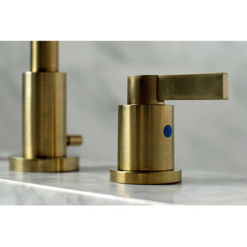 Widespread Bathroom Faucet, Brass Pop-Up, Brushed Brass