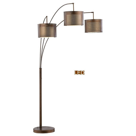 Artiva USA Lumiere II 83" LED Arched Floor Lamp With Dimmer, Antique Bronze