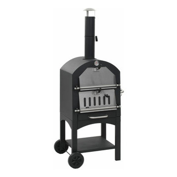 vidaXL Charcoal Fired Outdoor Pizza Oven with Fireclay Stone Smoker Garden