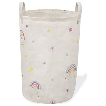 Pemberly Row Printed Foldable Laundry Basket Rainbow Multi-Color