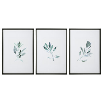Simple Sage Watercolor Prints, Set of 3