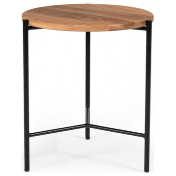 Nils Industrial Oak and Black Iron End Table