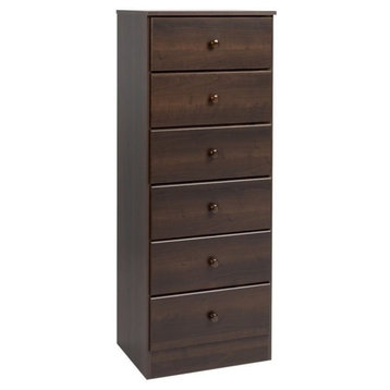 Bowery Hill Contemporary 6-Drawer Solid Wood Lingerie Chest in Espresso