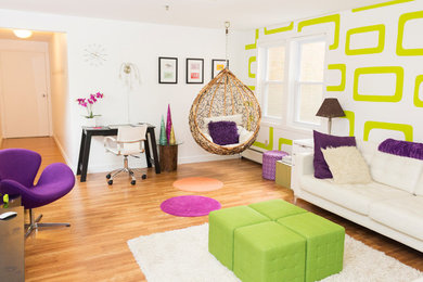 Eclectic living room photo in Boston