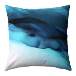 Pillow Decor Ltd. - Karalina Design Watercolor Throw Pillow 20"x20", Beneath the Waves - Decorative Pillows