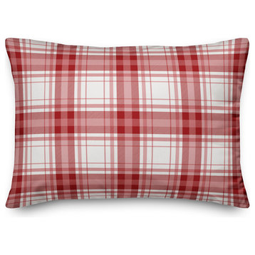 Red and White Plaid 14"x20" Indoor / Outdoor Throw Pillow