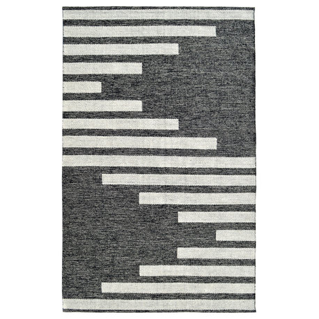 Oak Modern Area Rug, Ivory/Charcoal, 4'x6'