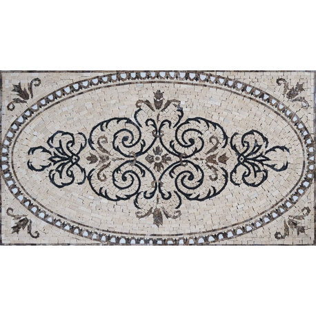 Arabesque Marble Rug Mosaic - Selma, 51"x31"