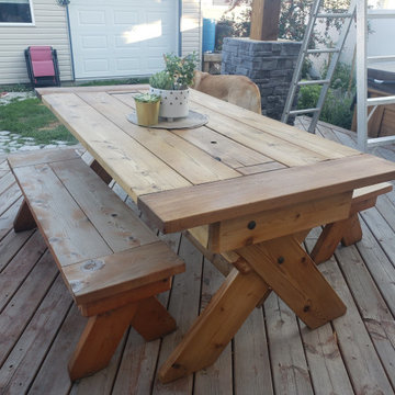 Outdoor picnic table and bench