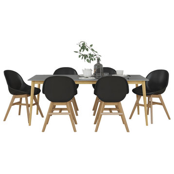 Midtown Concept 7 Piece Rectangular Patio Dining Set, Black Resin Chairs