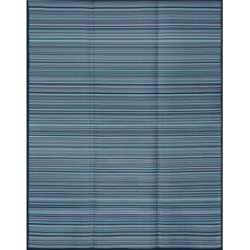 Sheffield Contemporary Stripes, Navy/Aqua, 5'x6'11"
