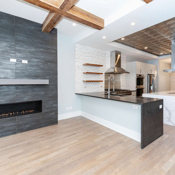 Chicago Modern Fireplace Wall & Open Kitchen Renovation