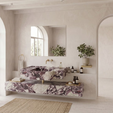 Bespoke Calacatta Viola Floating Marble Sinks | Luxury Bathroom Vanity