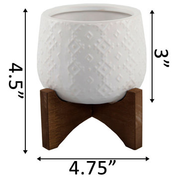 3.5" Indian Ceramic On Stand, Matte White