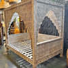 Carved White Wash Canopy Queen Daybed