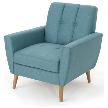 GDF Studio Angelina Mid-Century Fabric Club Chair, Blue