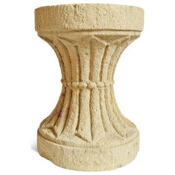 Consigned Chiseled Sandstone Small Pedestal