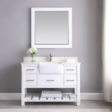 Georgia 48" Single Bathroom Vanity Set in White and Composite Carrara White Ston