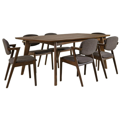 Coaster Malone 7-piece Rectangular Wood Dining Set Dark Walnut and Gray