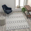 Indoor Geometric 5'x7' Area Rug - Hand Woven Gray Area Rug with Ivory...