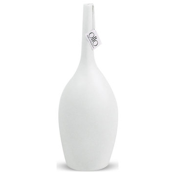 Bottle Ceramic Short Vase in White Matte 16"H