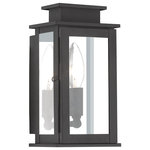 Livex Lighting - Livex Lighting 20191 Princeton 1 Light Outdoor Wall Sconce - Black - The Princeton collection is a fresh interpretation of the classic English pocket lantern. Hand crafted solid brass, Princeton fixtures are built for lasting beauty. This outdoor wall light features a antique brass finish and clear glass. This old world charm is built to last.Features: