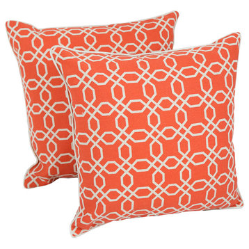 18" Corded Throw Pillows With Inserts, Orange, Set of 2
