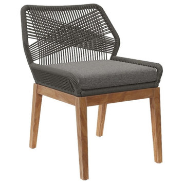 Modway Wellspring Outdoor Patio Teak Wood Dining Chair in Gray/Graphite