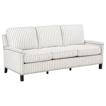 Traditional Sofa, Comfortable Beige Seat With Gray Striped Pattern, 3 Seaters