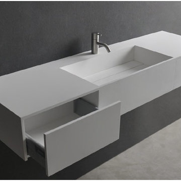 Solid Surface Bathroom Vanities and Wall Mounted Washbasins