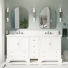 Madison 72" Double Bathroom Vanity, White, Carrara Marble