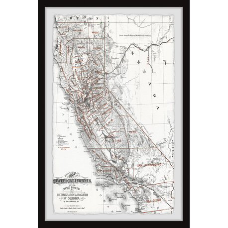 "California Vintage Map II" Framed Painting Print, 12x18