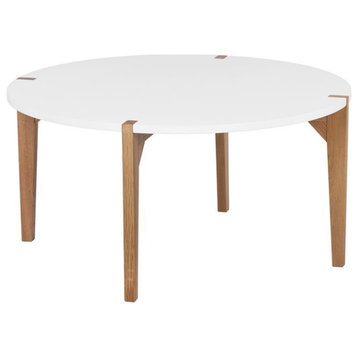Universal Expert Abacus Round Coffee Table Modern Oak and White
