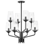 Mitzi by Hudson Valley Lighting - Kayla 8-Light Chandelier, Old Bronze, Clear Glass - Stylized and organic, Kayla contrasts smooth cylindrical lines with geometric shades of faceted glass.