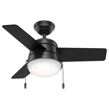 Hunter Fan Company 36" Aker Matte Black Ceiling Fan With Light